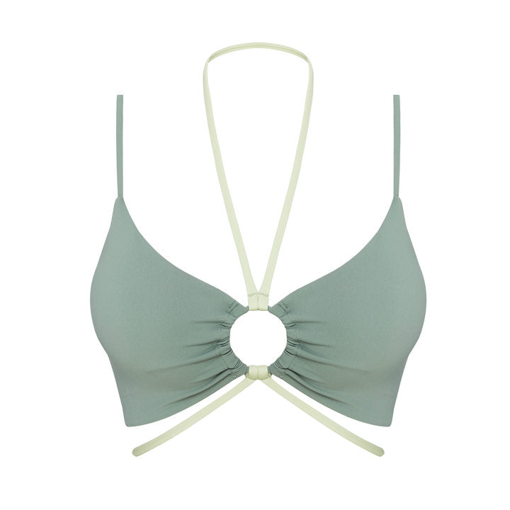 Turquoise Strappy Hollow Out Sports Bra