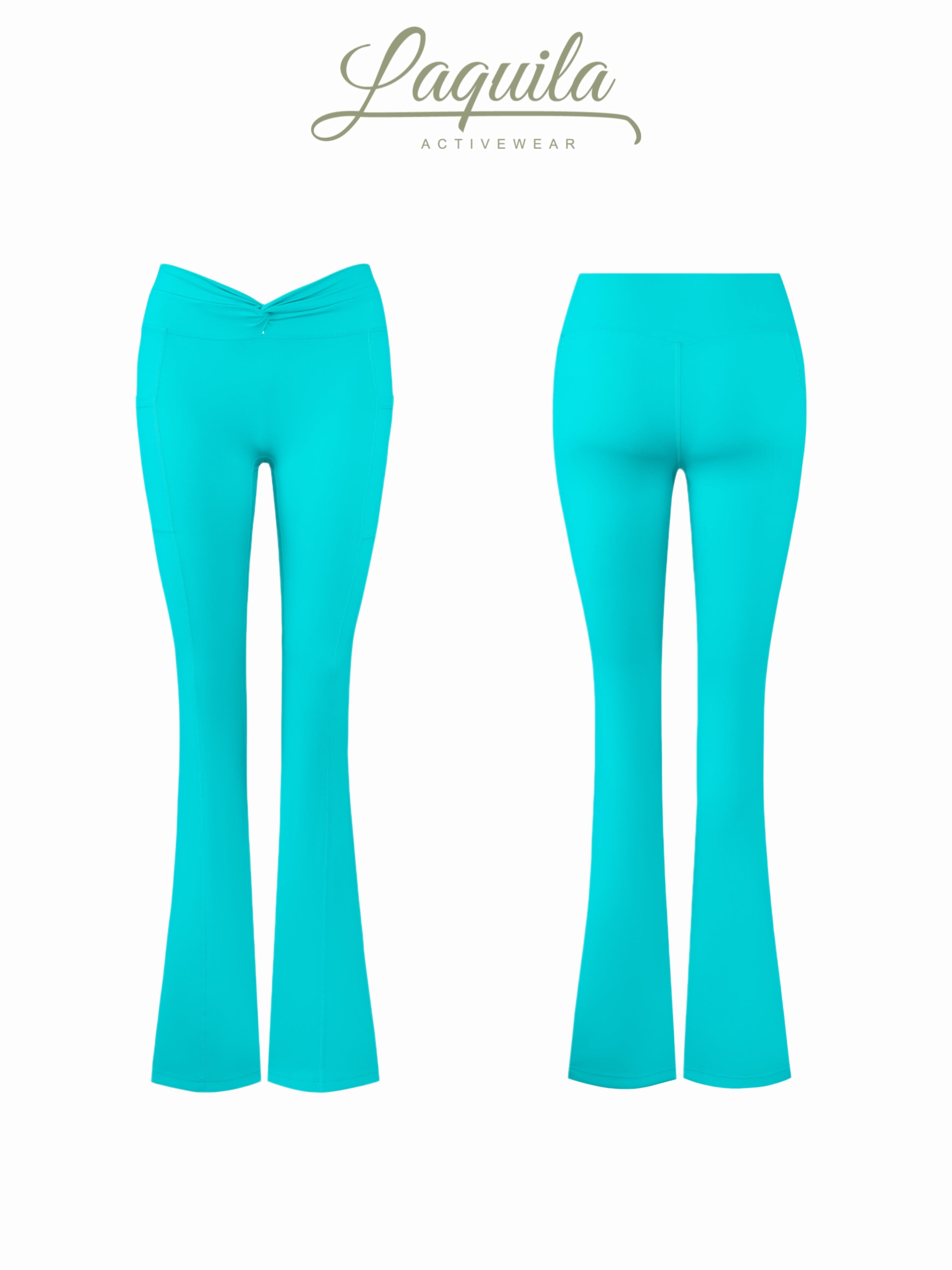 Peacock Blue V-Waist Knot Design Leggings